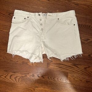 Agolde Parker Long white jean shorts, size 32